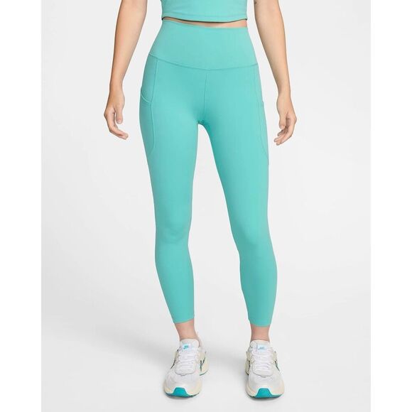 Nike One Dri-Fit Gentle Support High-Waisted 7/8 Leggings Size L Aqua FN3241-300 - Picture 1 of 8